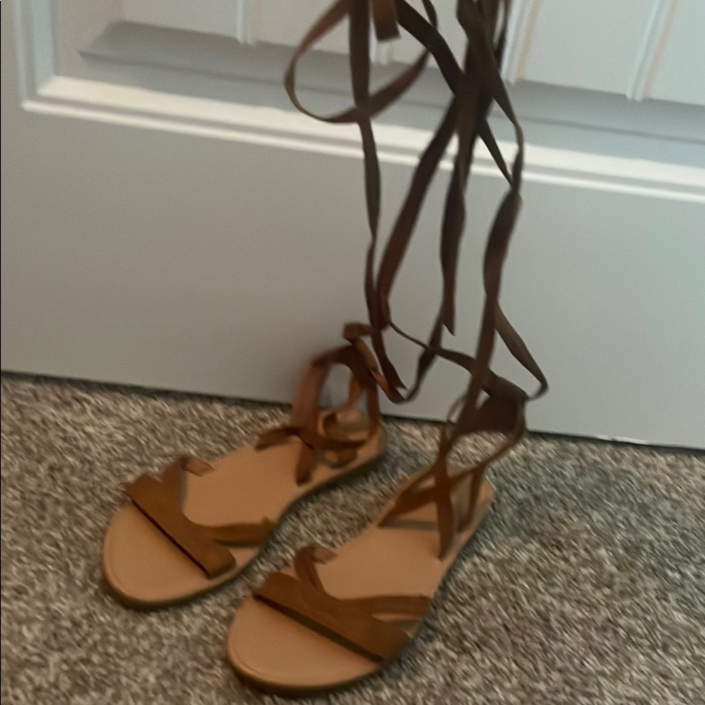 Brown Lace Up Sandals